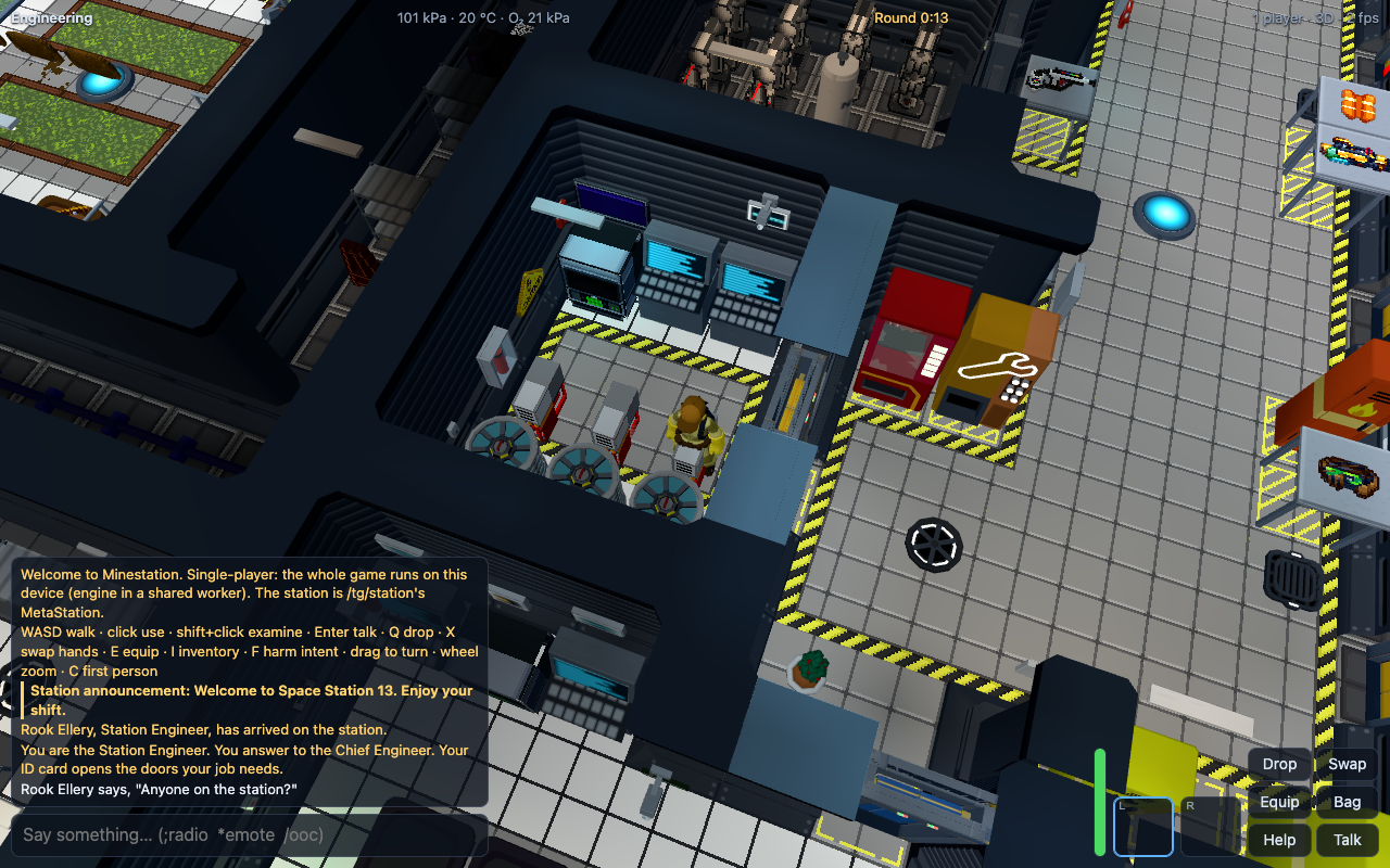 The 3D view: the same corridor as 3D models with sliding airlocks